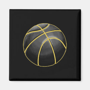 Íman Ilustração de basquete Black Dourado Ball Design S