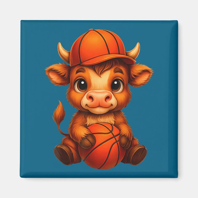 Íman Ilustração de Bezerro de Basquete de Vaca das Terr (Frente)