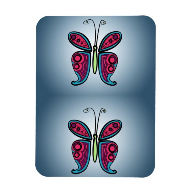 Íman Ilustração de borboleta azul (Vertical)