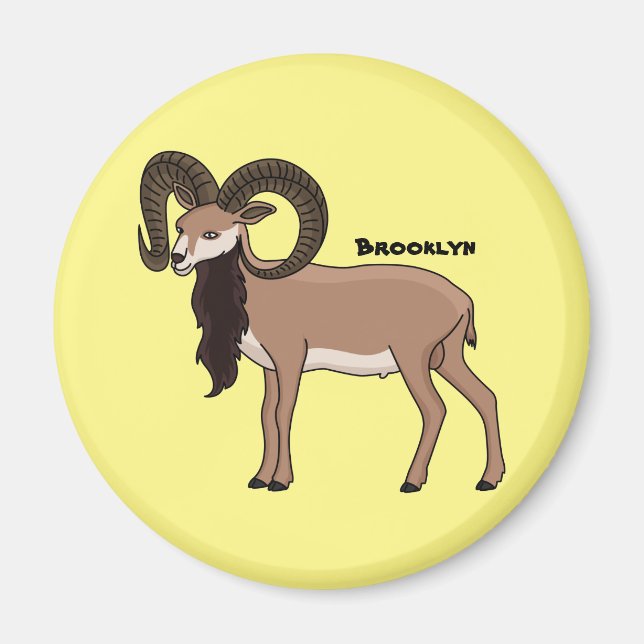 Íman Ilustração de cabra Mouflon (Frente)