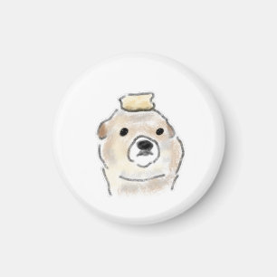 Íman Ilustração de cachorro com cabeça de manteiga fofa