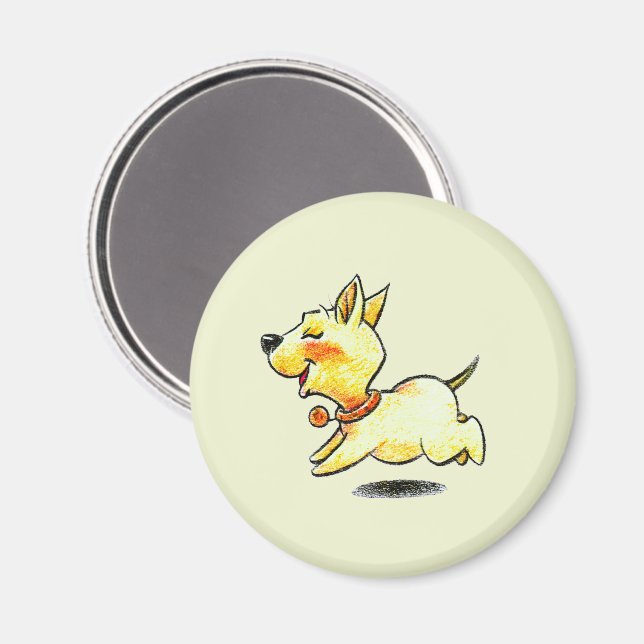 Íman Ilustração de Cachorro Correndo Fofo para Amantes  (Front/Back)