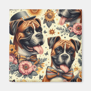 Íman Ilustração de Cachorro de Boxer Vintage