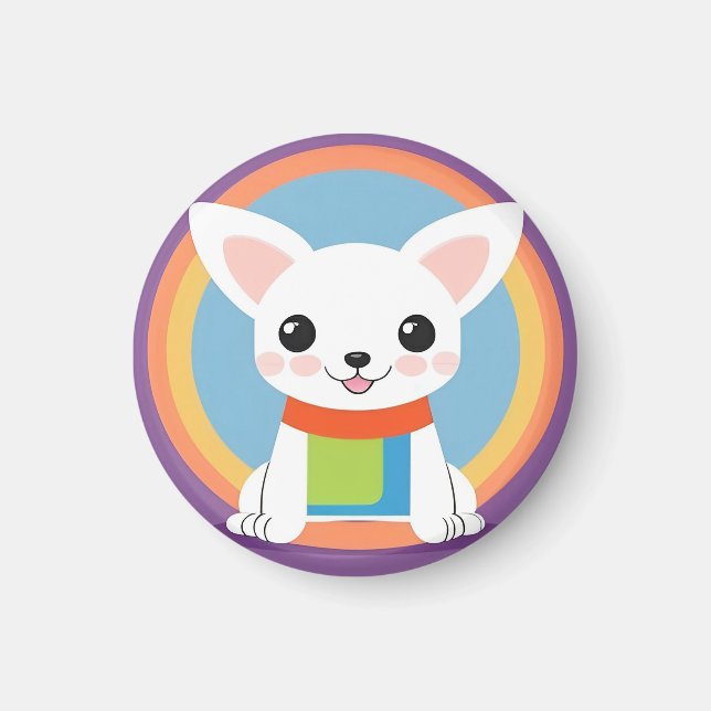 Íman Ilustração de Cachorro de Desenho Animado Fofo (Frente)
