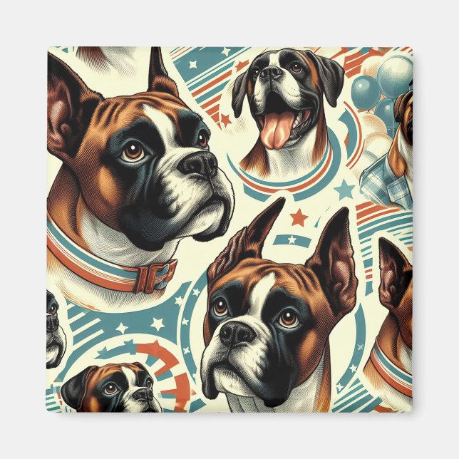 Íman Ilustração de Cachorro Invisível Vintage (Frente)