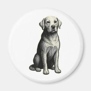 Íman Ilustração de Cachorro Sentado Vintage