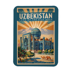 Íman Ilustração de Camelo do Uzbequistão Arte de Viagem