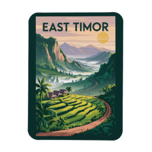 Íman Ilustração de Campos do Timor-Leste Viagem Arte Vi