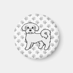 Íman Ilustração de Cão de Cartoon Cortado Maltês