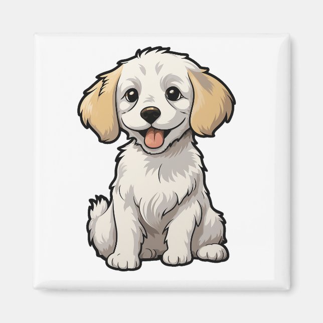 Íman Ilustração de cão de desenho animado (Frente)