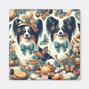Íman Ilustração de Cão Papillon Bonito