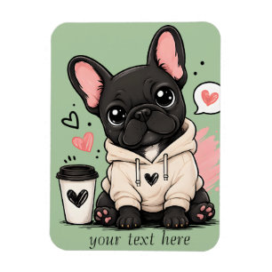 Íman Ilustração de Capuz de French Bulldog Fofo Persona