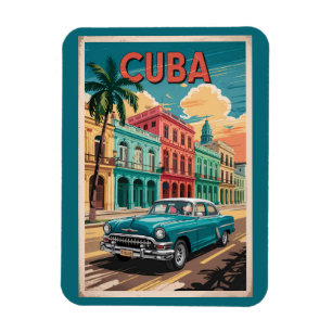 Íman Ilustração de Carro Clássico de Cuba Arte de Viage