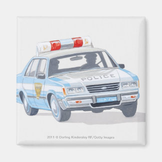 Íman Ilustração de carro de polícia com dois policiais