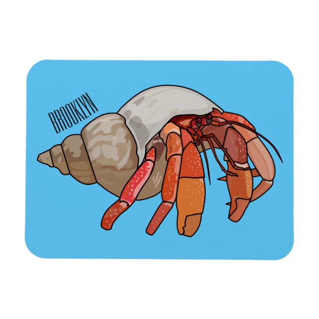 Íman Ilustração de cartoon de caranguejo eremita (Horizontal)