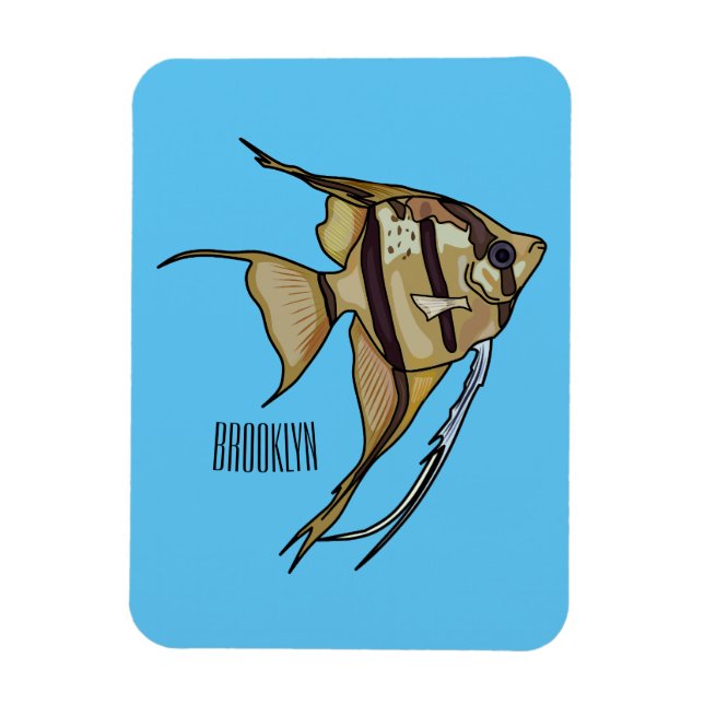Íman ilustração de cartoon de peixe-anjo (Vertical)