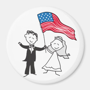 Íman Ilustração de Casal com Sinalizador Americano