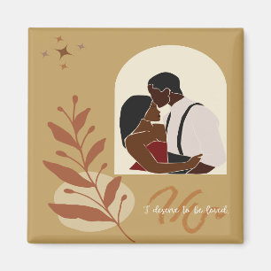 Íman Ilustração de Casal Negro 'Eu Mereço Ser Amado'