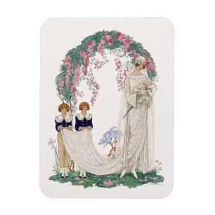 Íman Ilustração de Casamento Art Nouveau – Noiva Vintag