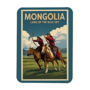 Íman Ilustração de Cavaleiros da Mongólia Arte de Viage
