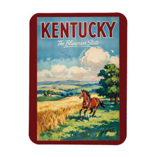 Íman Ilustração de Cavalos de Kentucky Arte de Viagem V
