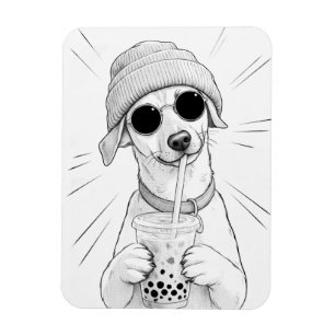 Íman Ilustração de Chá de Boba de Cachorro Kawaii