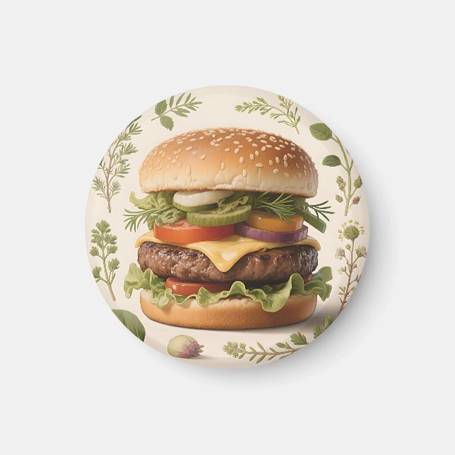 Íman Ilustração de Cheeseburger Gourmet (Frente)