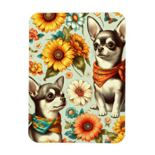 Íman Ilustração de Chihuahua Retro Cute