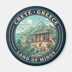 Íman Ilustração de Creta Grécia Arte de Viagem Emblema