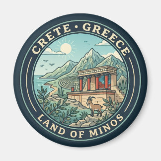 Íman Ilustração de Creta Grécia Arte de Viagem Emblema