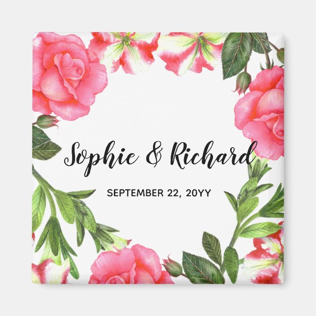 Íman Ilustração de cupão das flores rosa-d'água (Frente)