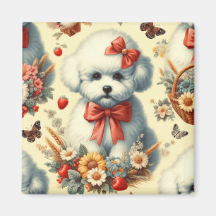 Íman Ilustração de Cute Vintage Bichon Frisé