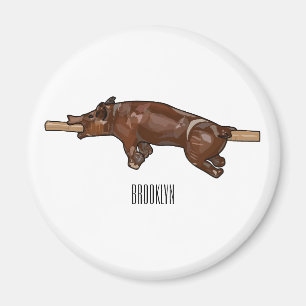 Íman Ilustração de desenho animado assado/assado porcin