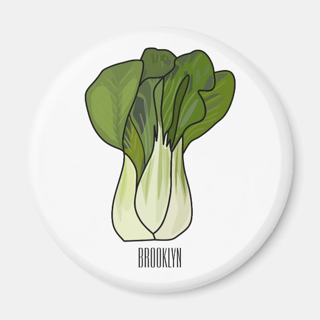 Íman Ilustração de desenho animado Bok choy (Frente)