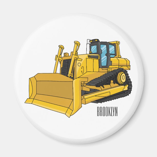 Íman Ilustração de desenho animado Bulldozer (Frente)