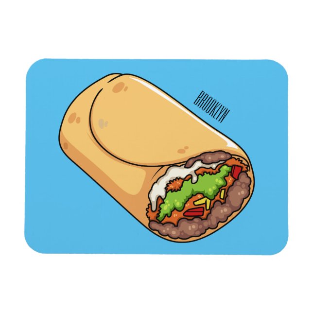 Íman Ilustração de desenho animado burrito (Horizontal)