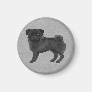 Íman Ilustração de desenho animado canino de pug cinza