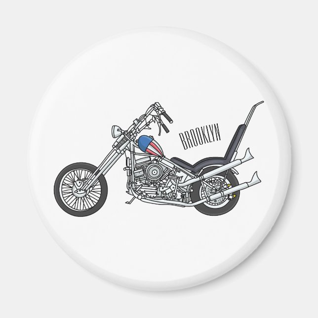 Íman Ilustração de desenho animado Chopper Motorcycle 1 (Frente)