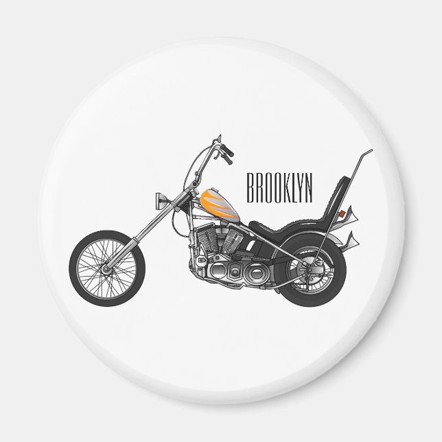 Íman Ilustração de desenho animado Chopper Motorcycle 1 (Frente)