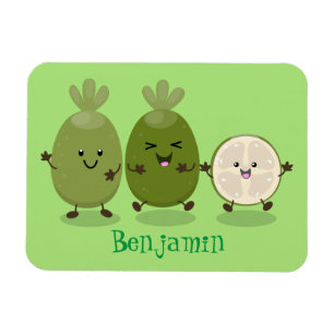 Íman Ilustração de desenho animado com abacaxi guava 