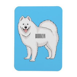 Íman Ilustração de desenho animado com cão Samoyed