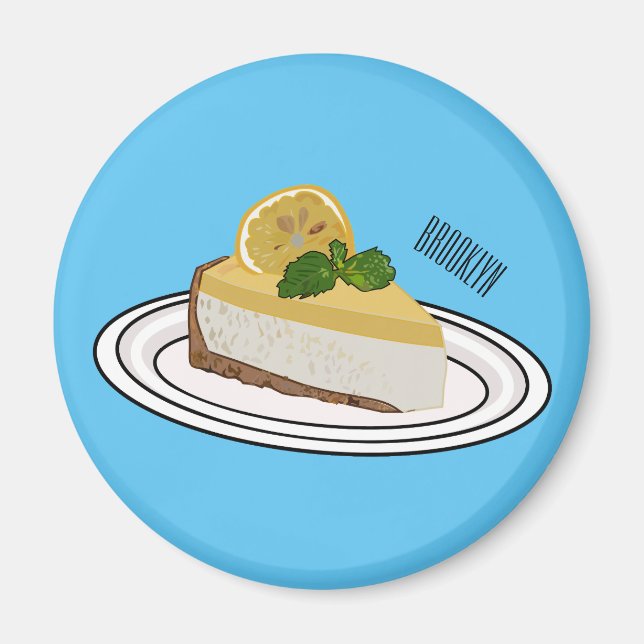 Íman Ilustração de desenho animado com queijo limão (Frente)