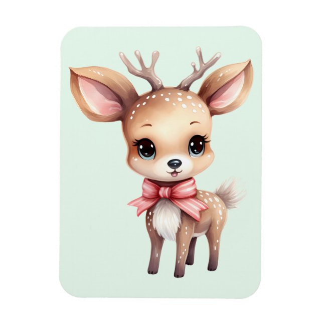 Íman Ilustração de desenho animado de adorável cervo be (Vertical)