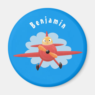 Íman Ilustração de desenho animado de avião vermelho-vo