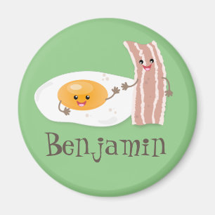 Íman Ilustração de desenho animado de bacon e ovo caw