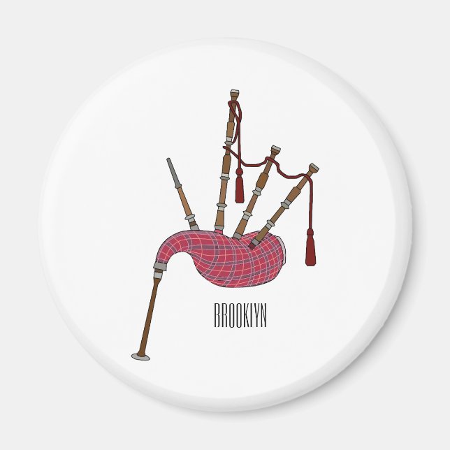 Íman Ilustração de desenho animado de Bagpipe (Frente)