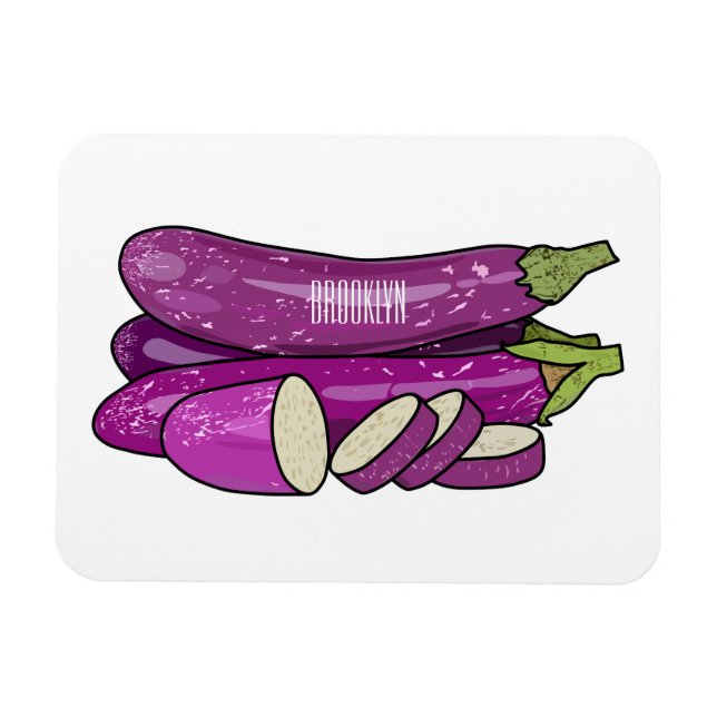 Íman Ilustração de desenho animado de beringela (Horizontal)