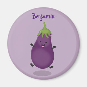 Íman Ilustração de desenho animado de beringela feliz