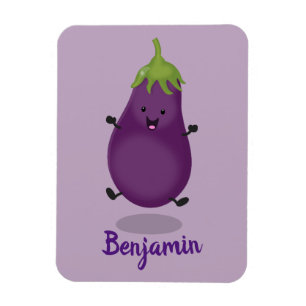 Íman Ilustração de desenho animado de beringela feliz