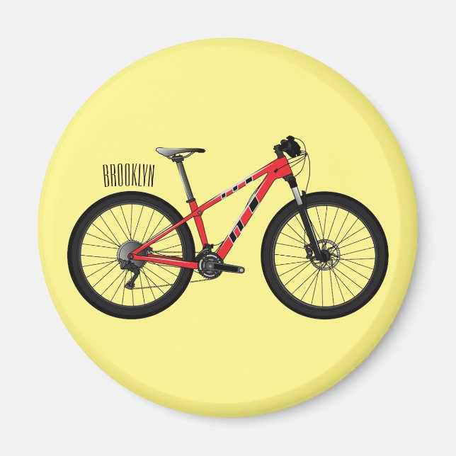 Íman Ilustração de desenho animado de bicicleta (Frente)
